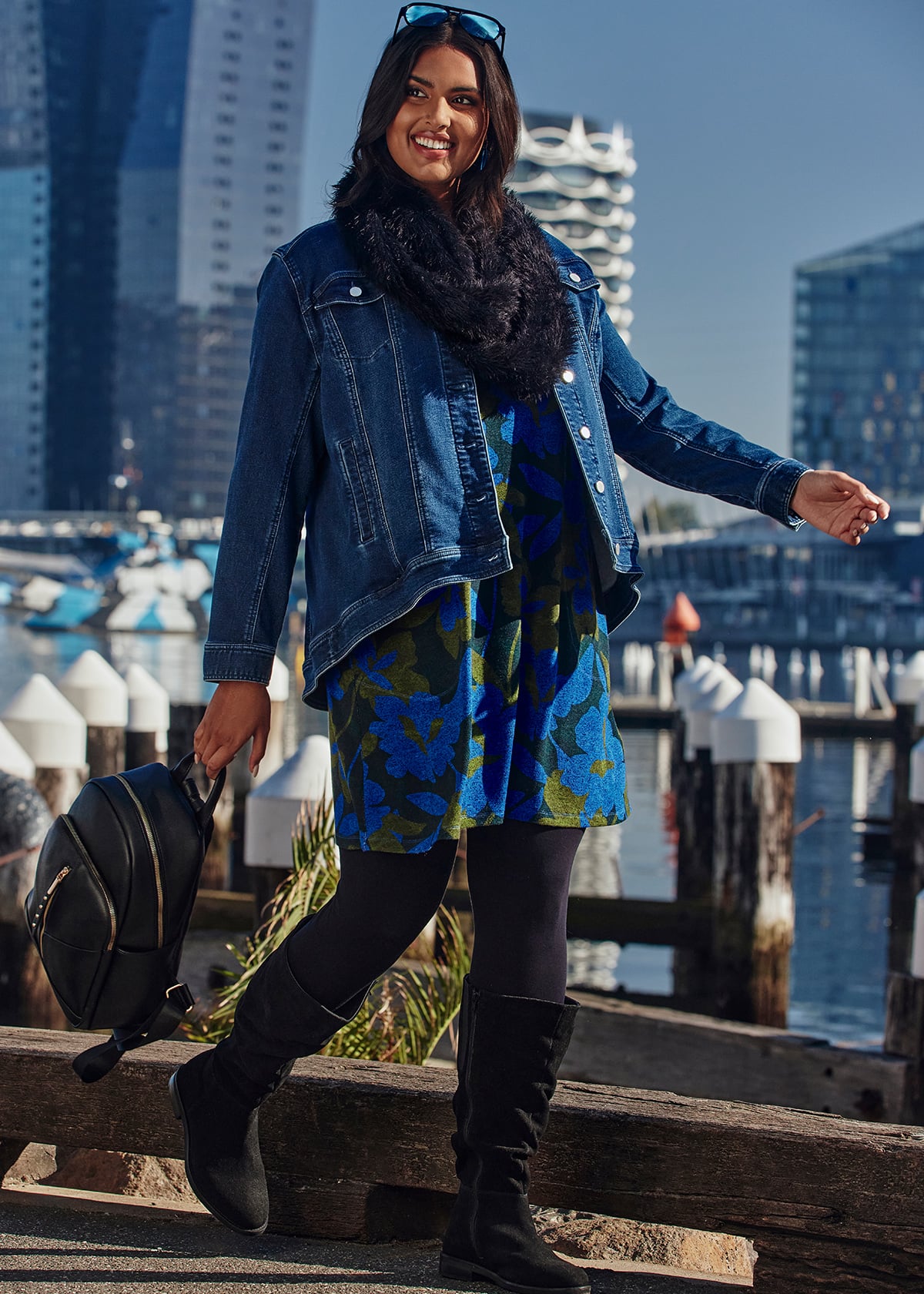 Taking Shape Bamboo Cosy Boat Neck Dress Size 20 in Print - Plus Size Women's Dresses