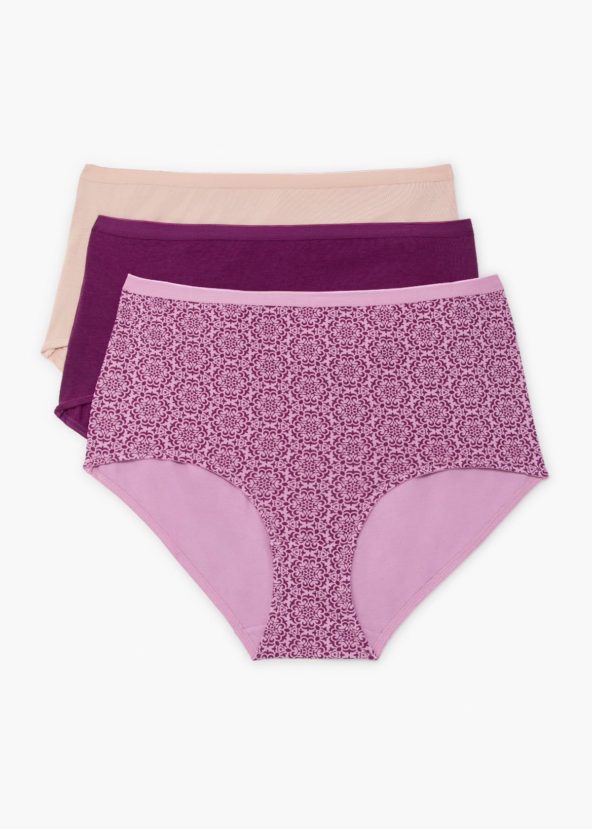 Taking Shape 3 Pack Bamboo Tile Print Briefs Size 14 in Pink Multi - Plus Size Women's Underwear