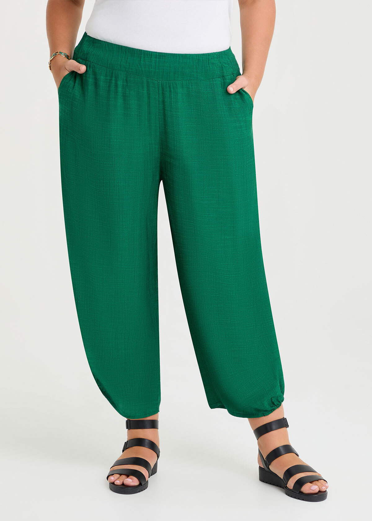 Side Tuck Lantern Natural Crop Pant