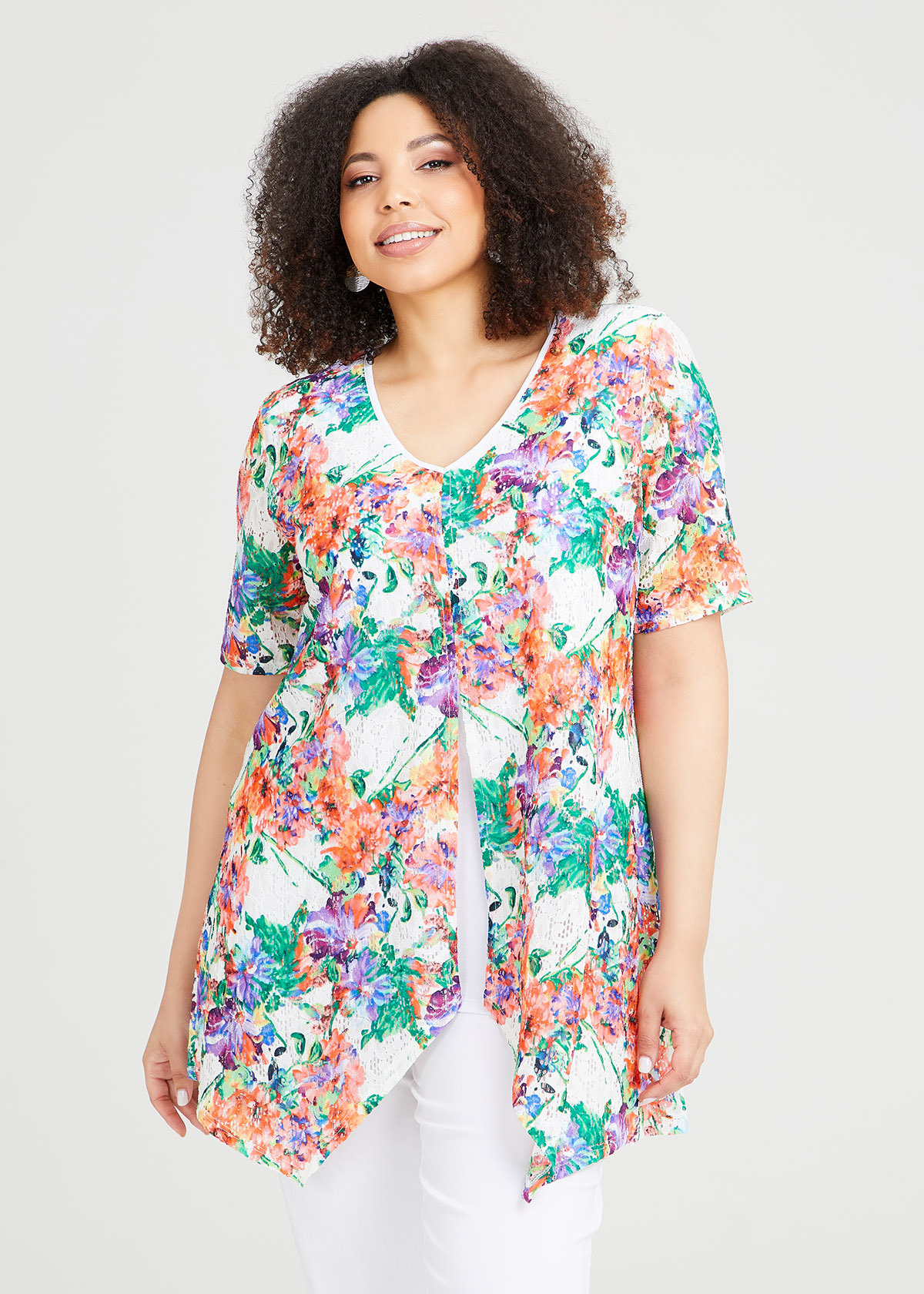 Shop Plus Size Izzie Floral Lace Top in Multi | Sizes 12-30 | Taking ...