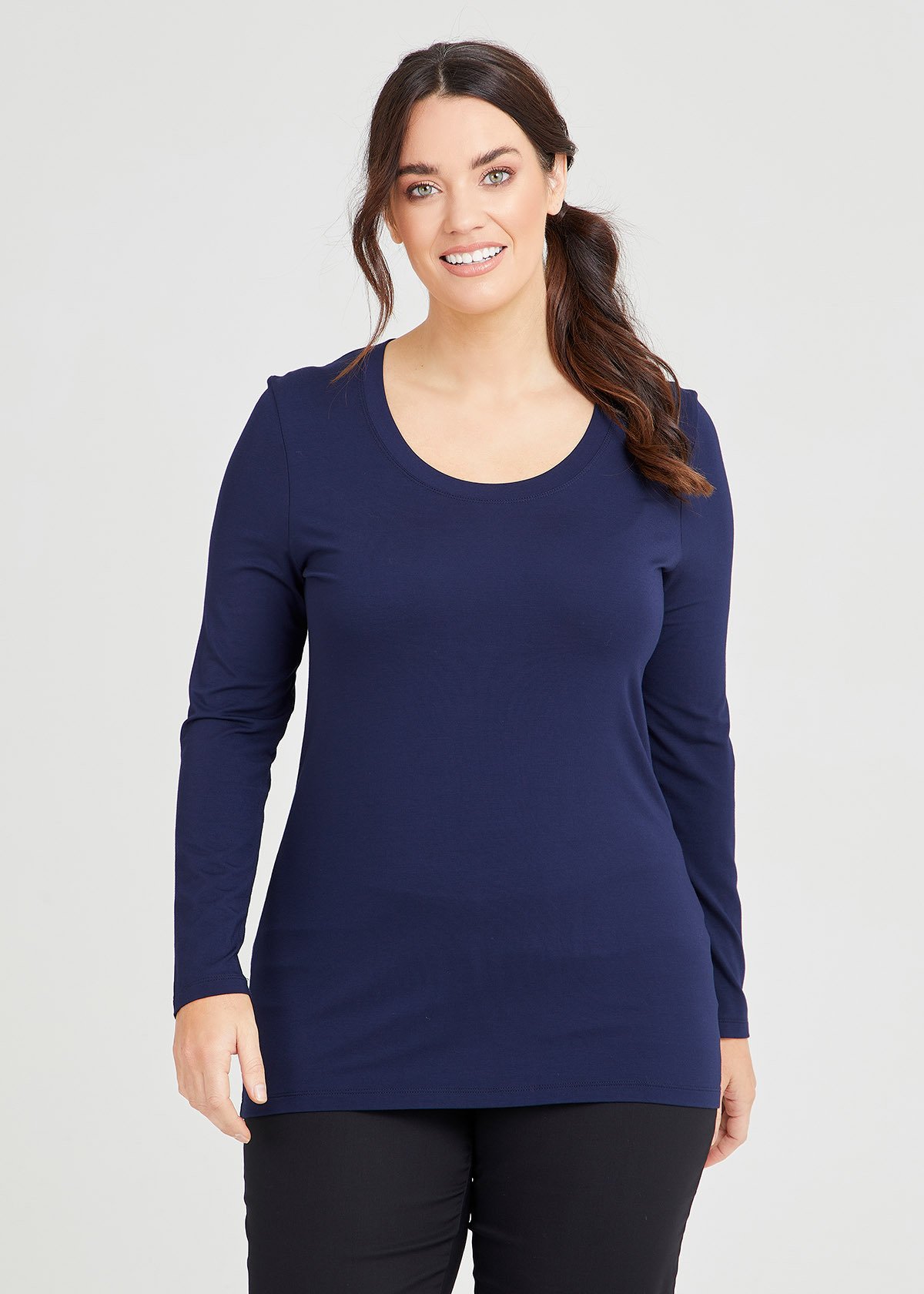 Shop Plus Size Bamboo Body Top in Blue | Taking Shape AU