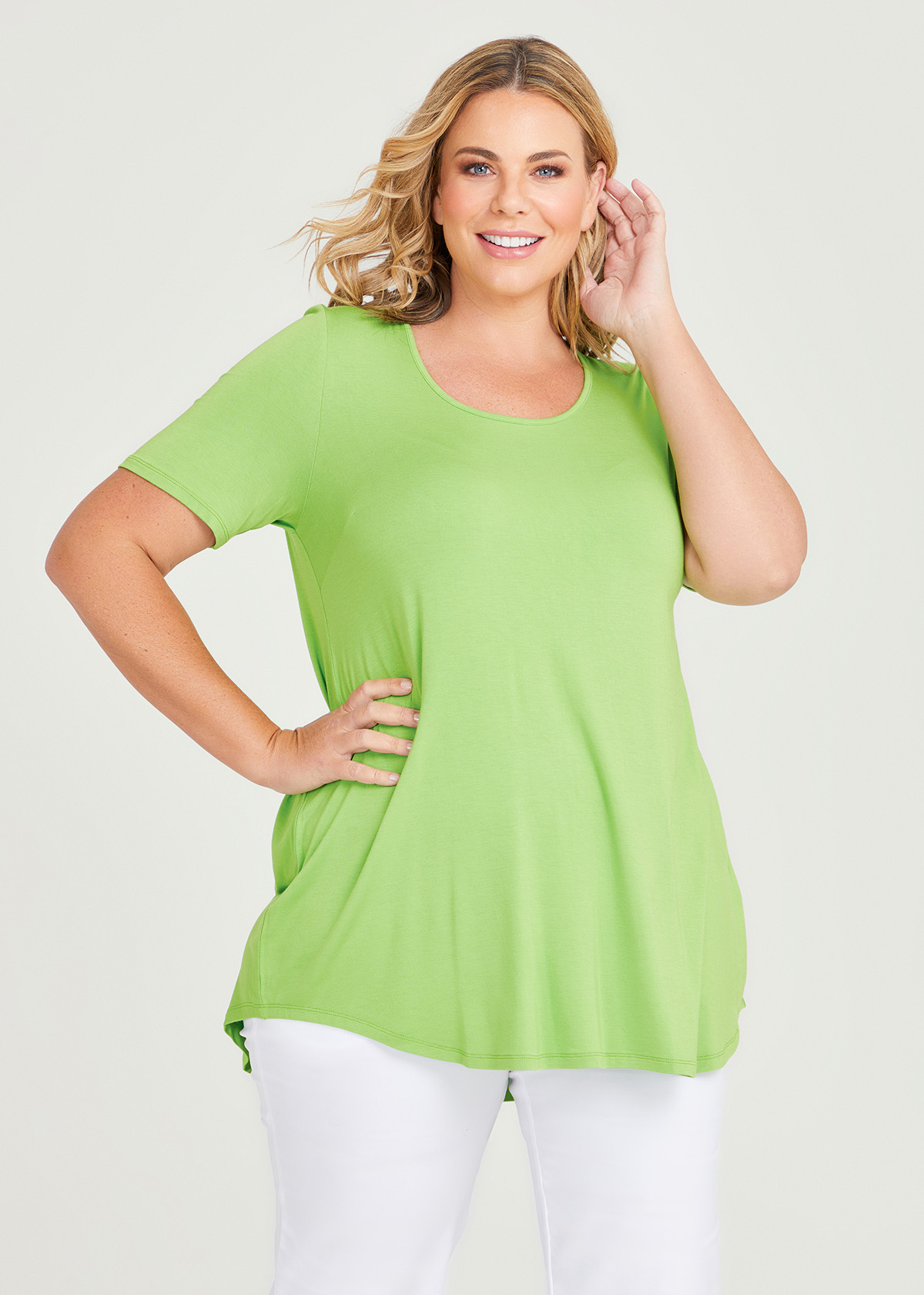 Shop Plus Size Bamboo Base Short Sleeve Top in Green | Taking Shape AU
