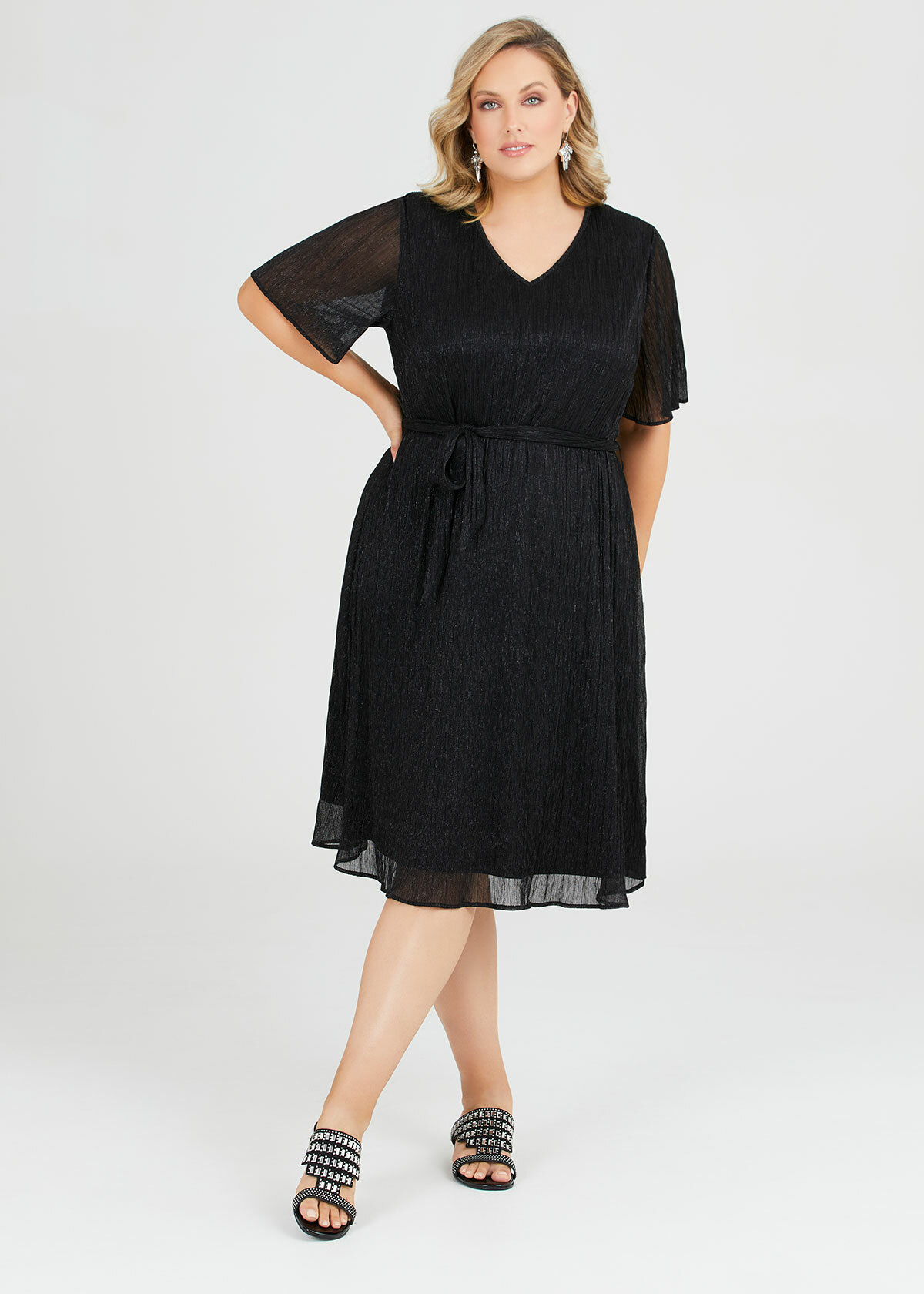 Shop Plus Size Roulette Shimmer Party Dress in Black | Taking Shape AU