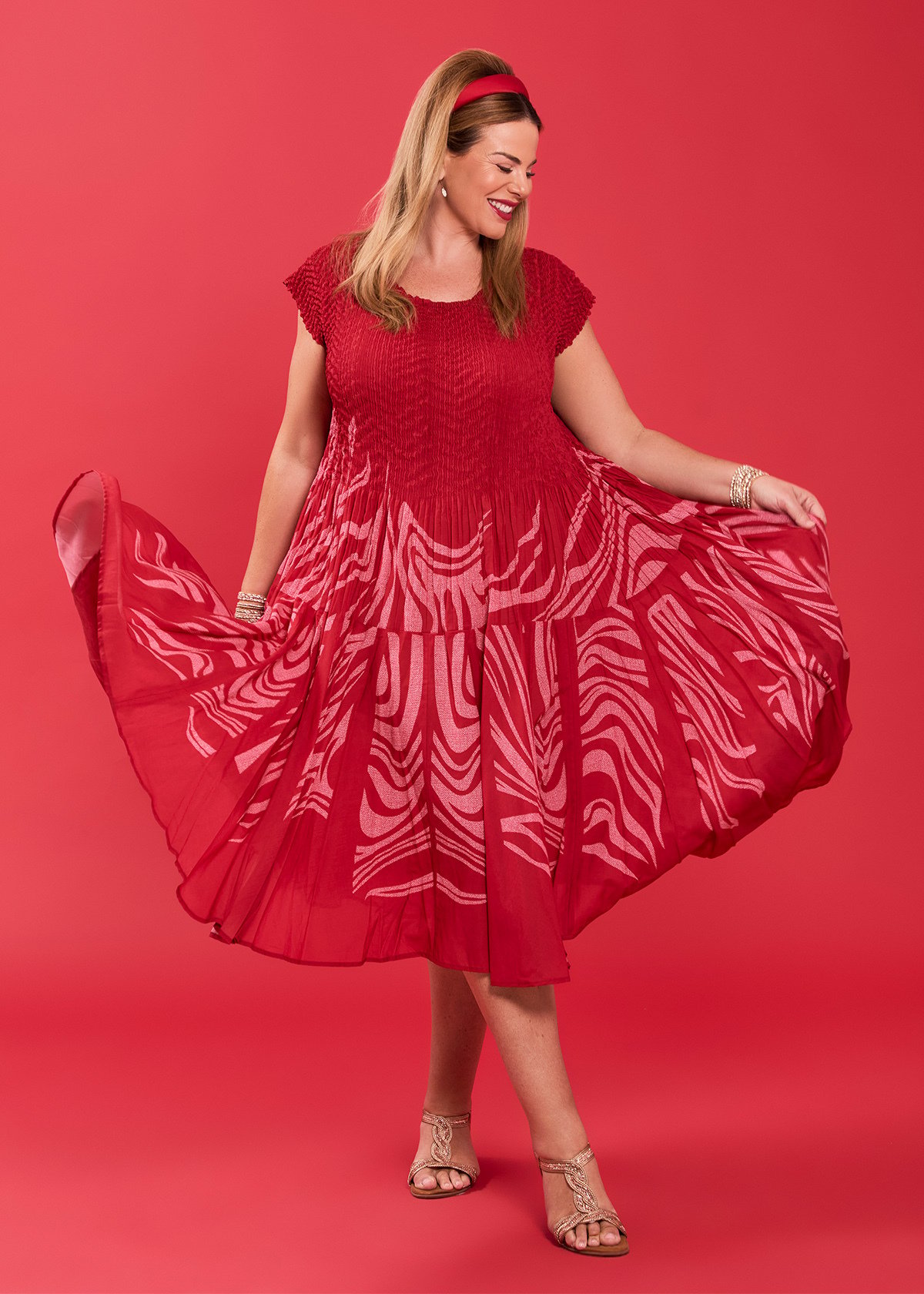 Plisse Circle Swing Dress