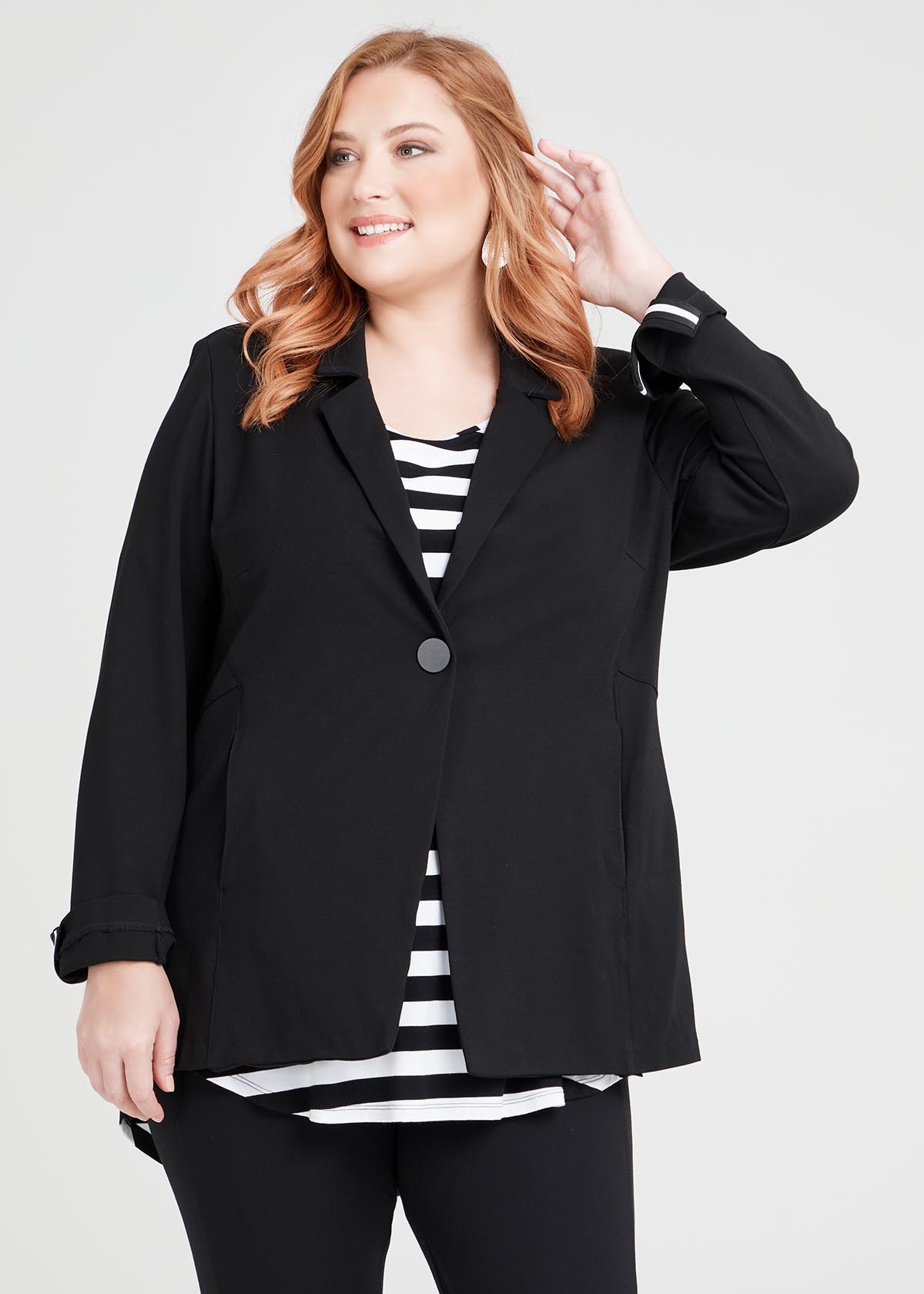 Shop Plus Size Bamboo Ponte Panel Ivy Jacket in Black | Taking Shape AU