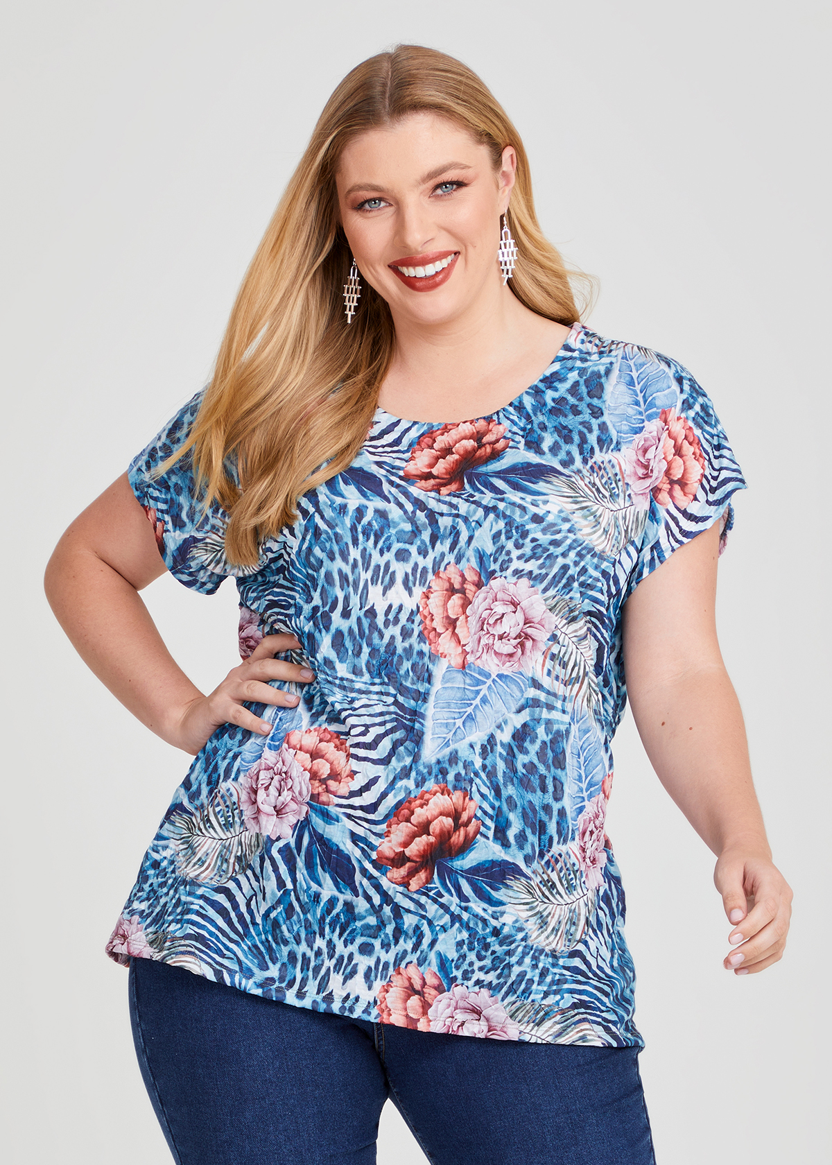 Shop Plus Size Floral Animal Print Top in Multi | Sizes 12-30 | Taking ...