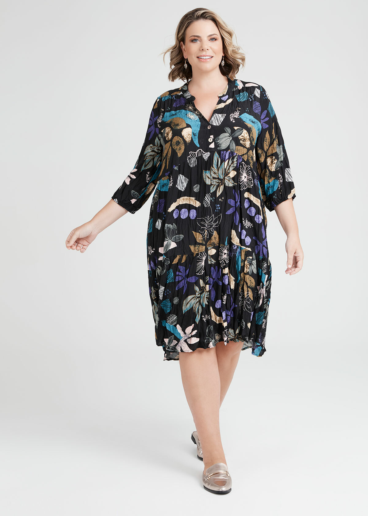 Shop Plus Size Eden Natural Tier Dress in Print | Taking Shape AU