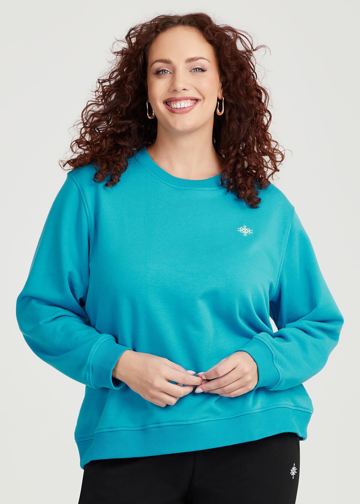 Shop Plus Size Cotton Oui Mon Cheri Sweatshirt, Blue Taking - Main Image
