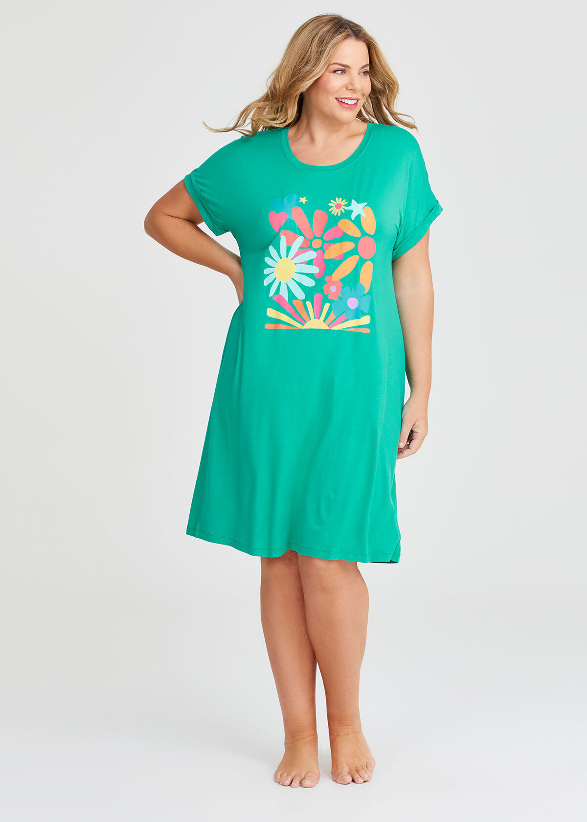 Shop Plus Size Bamboo Sleep Tee Nightie in Blue | Taking Shape AU