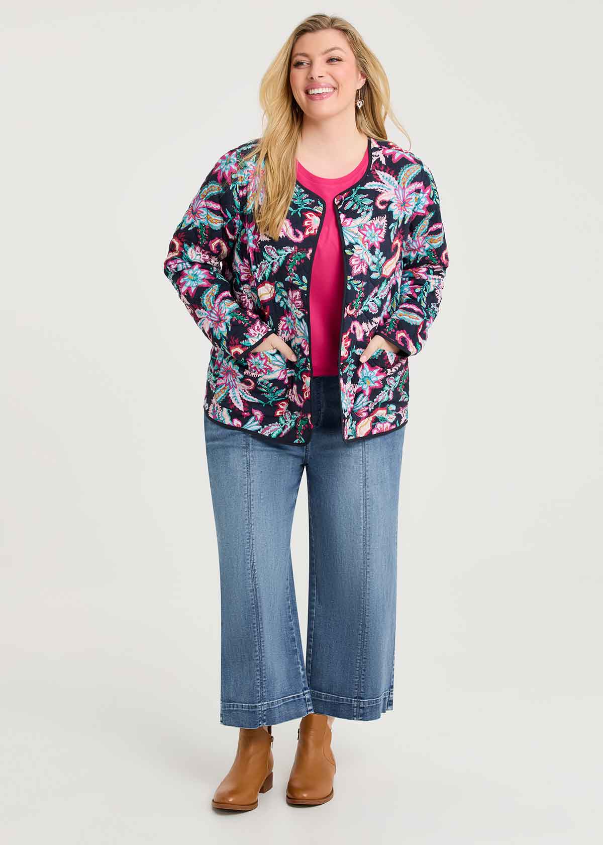 Taking Shape The Wide Leg Crop Jean Size 14 in Eden Blue Denim - Plus Size Women's Denim & Jeans