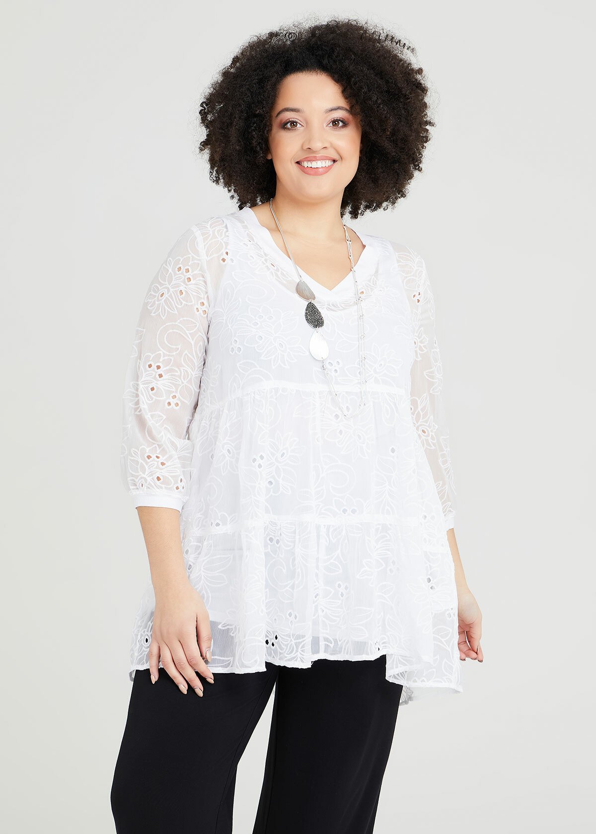 Shop Plus Size Daphne Embroidery Top in White | Taking Shape AU