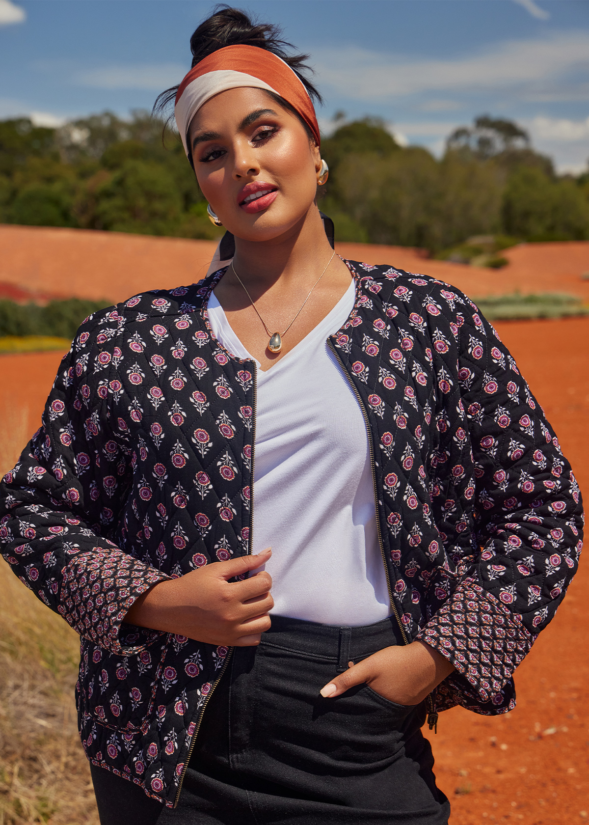 Shop Plus Size Natural Reversible Jacket, Multi | Taking Shape AU