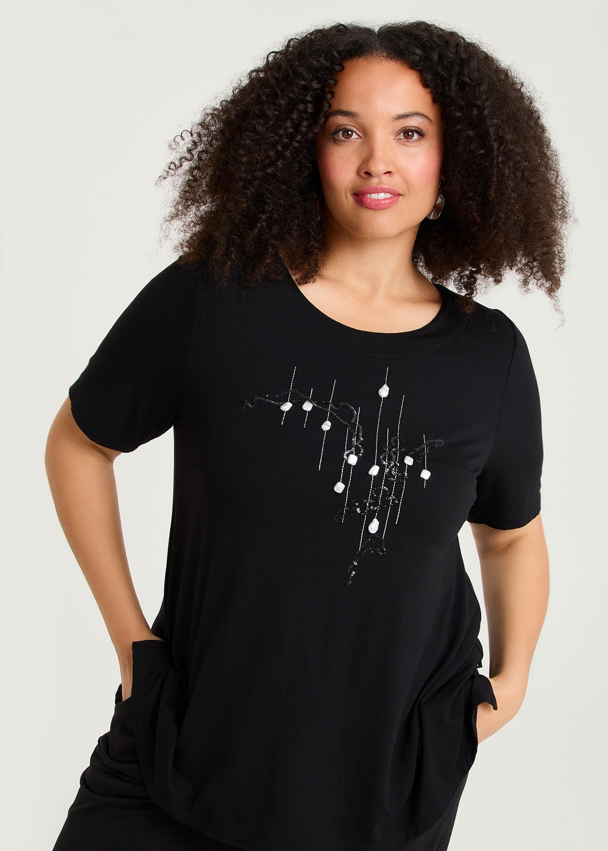 Taking Shape Natural Black Pearl Top Size 10 in Black, Natural Viscose - Plus Size Women's Tops & T Shirts