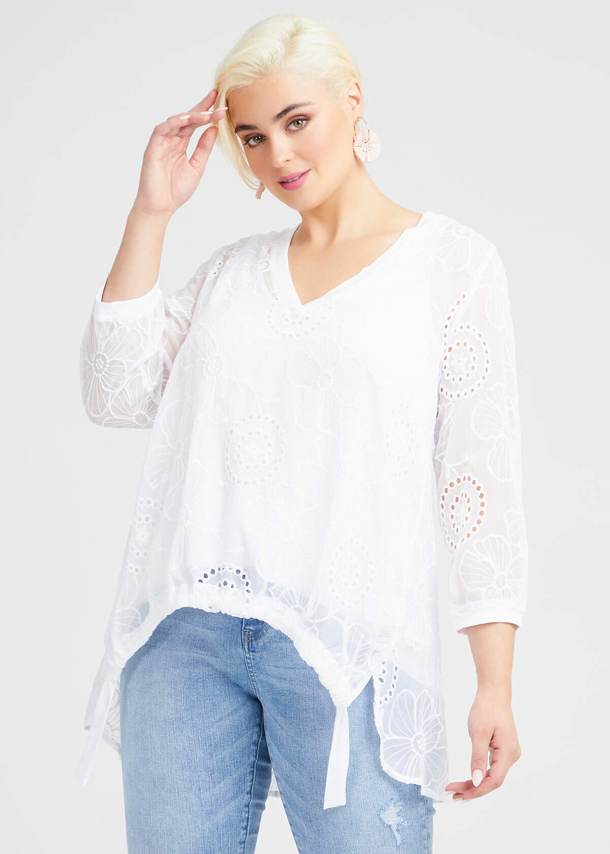 Shop Plus Size Flower Power Top in White | Taking Shape AU