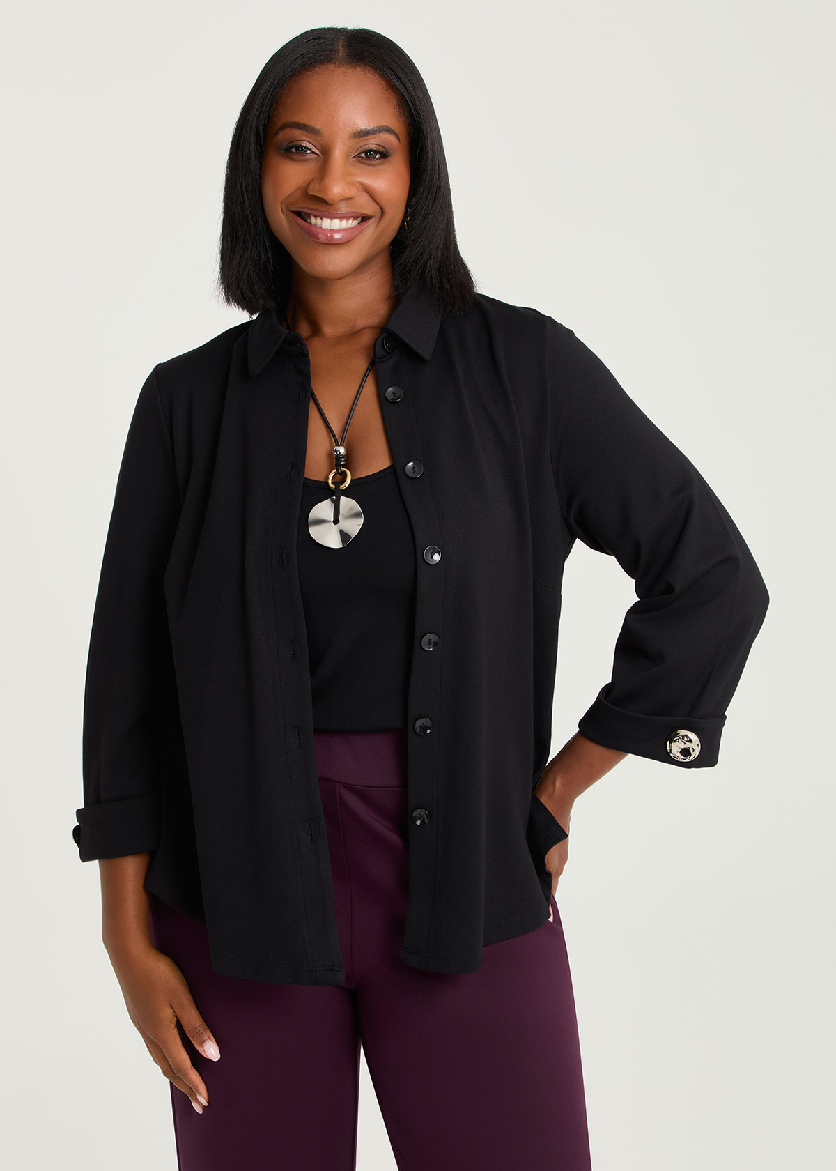 Taking Shape Swing Bamboo Ponte Jacket Size 20 in Black - Plus Size Women's Coats & Jackets