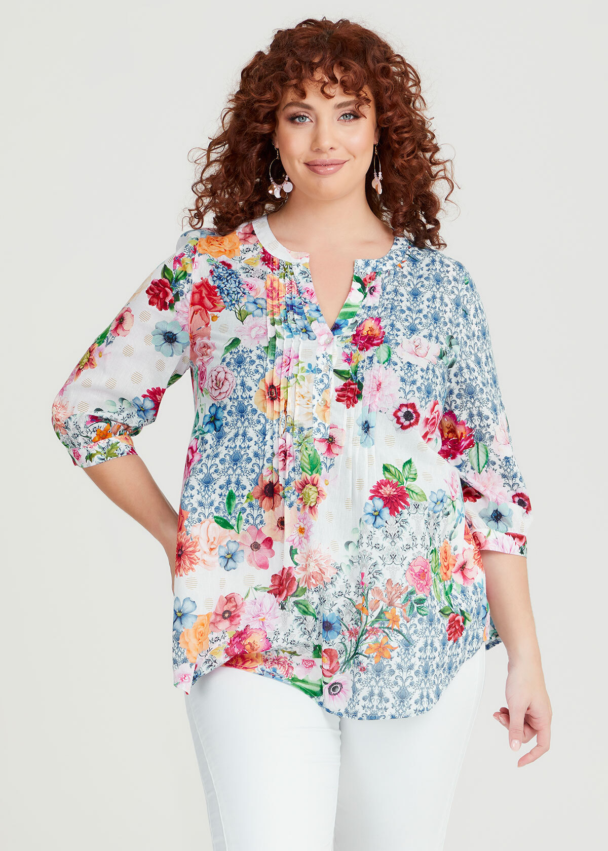 Shop Plus Size Cotton Light Floral Top in Multi | Taking Shape AU