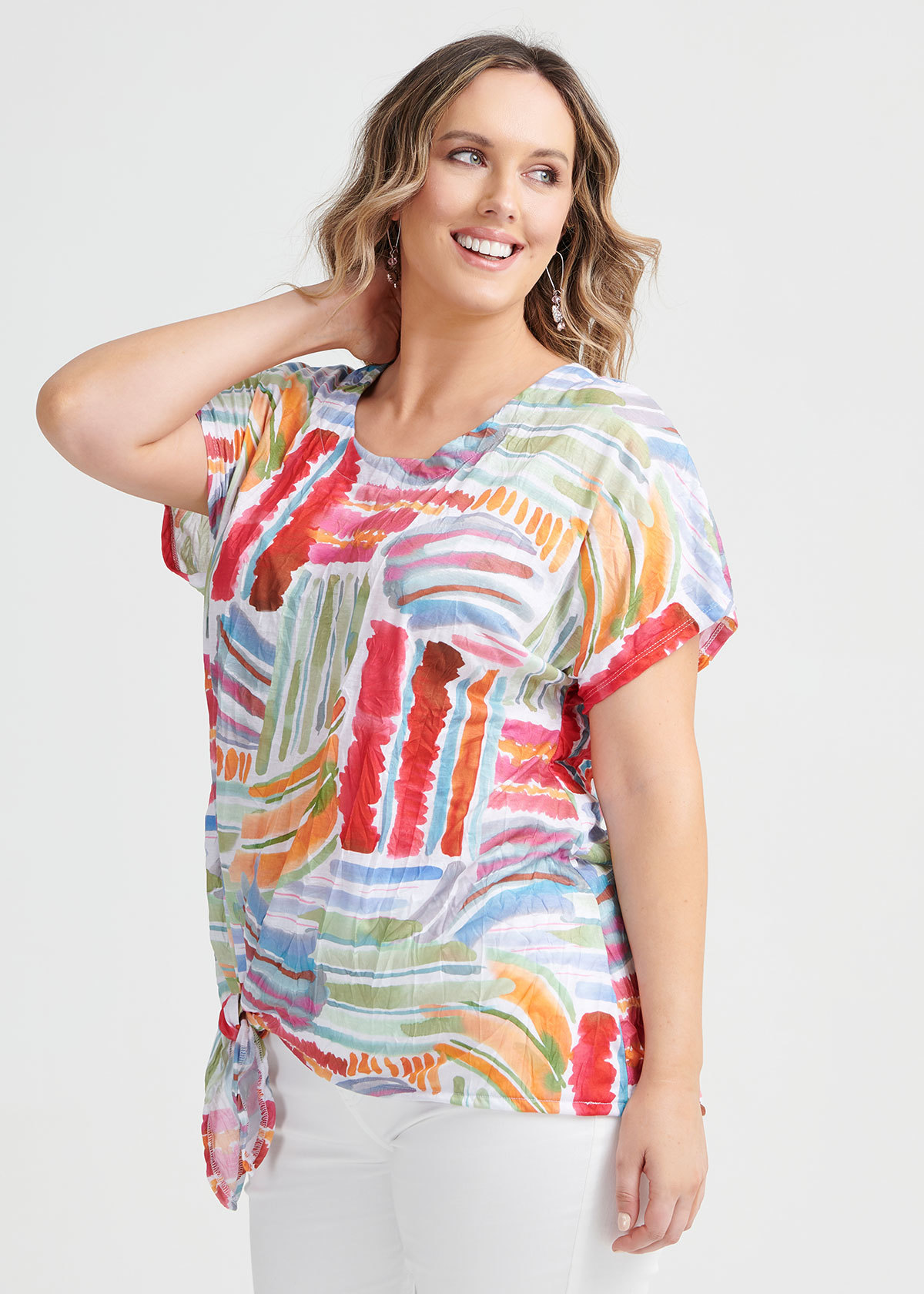Painterly Knot Top in Print in sizes 12 to 30 | Taking Shape UK