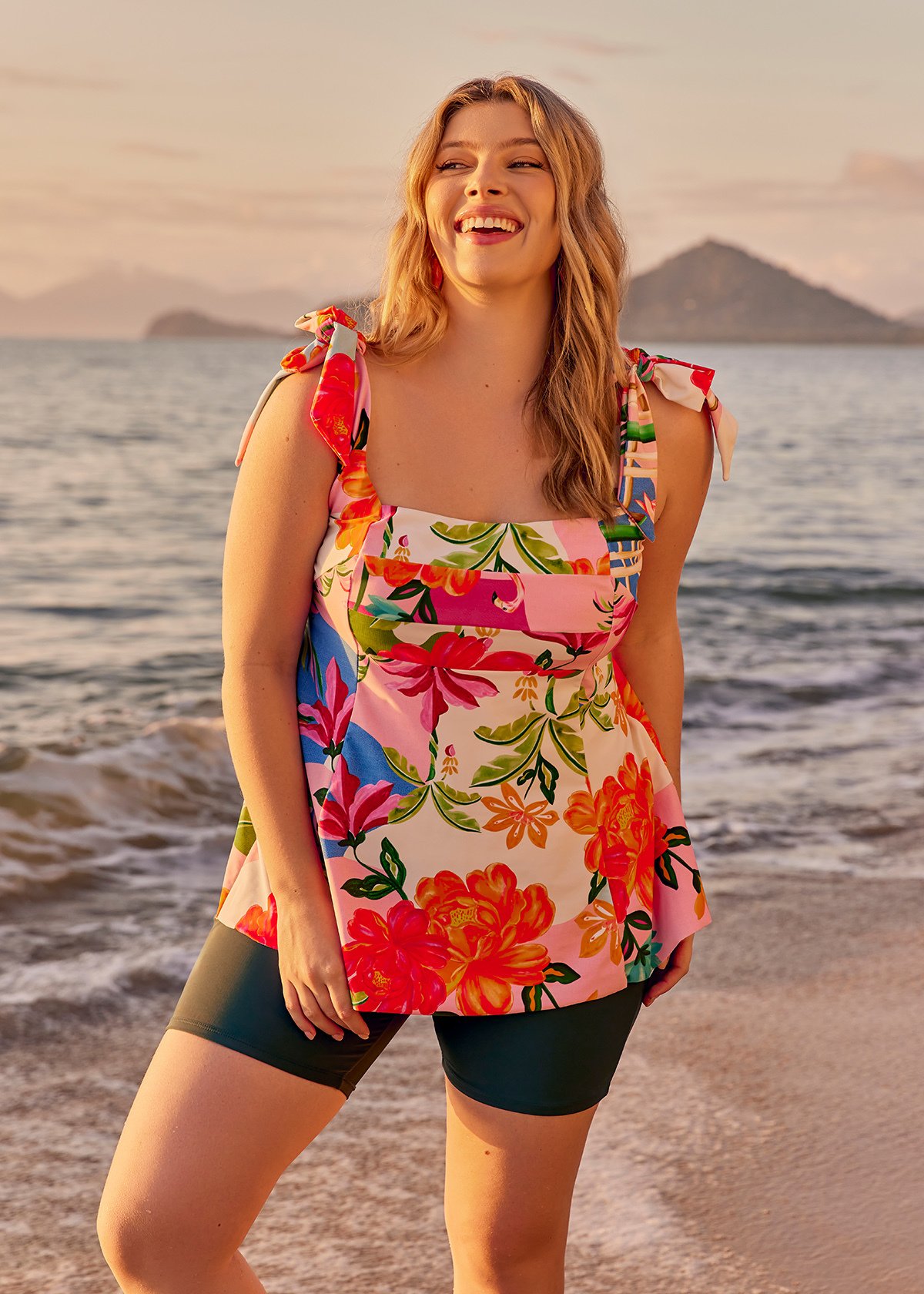 Shop Plus Size The Vacay A-line Tie Tankini, Floral | Taking Shape AU
