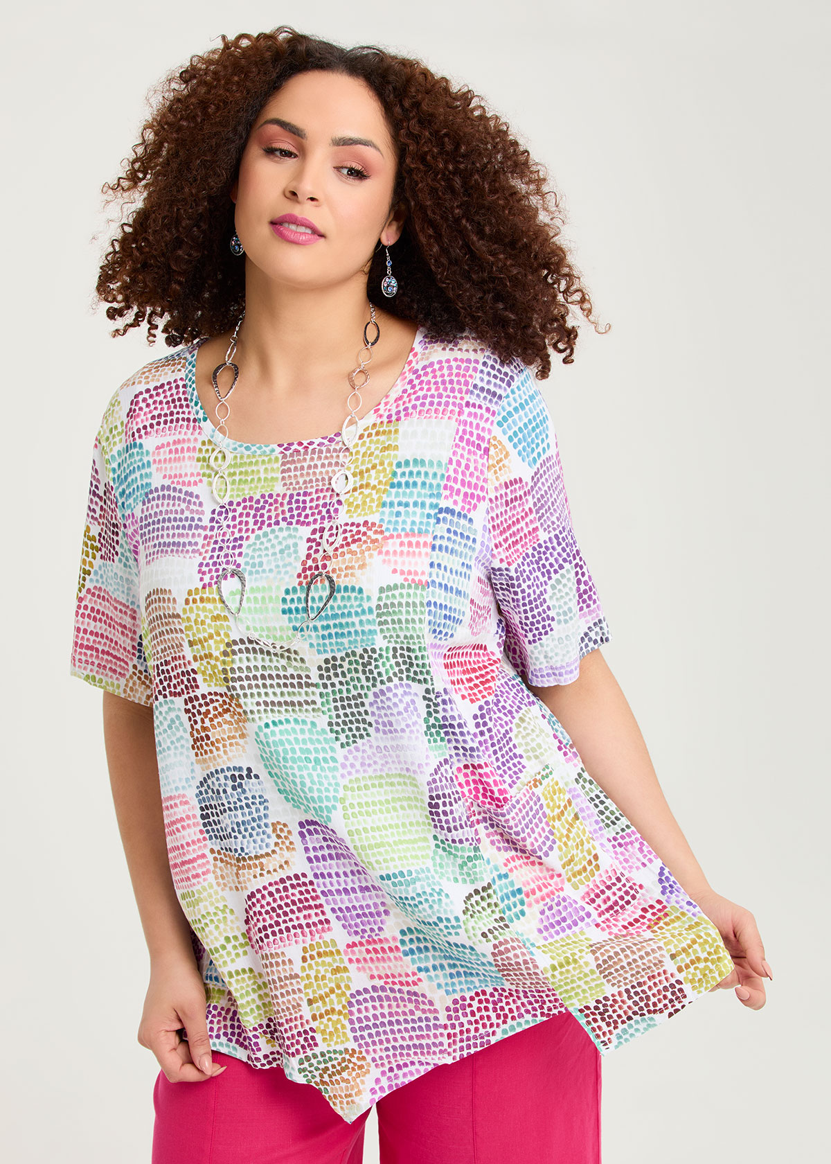 Taking Shape Natural Solana Abstract Top Size 14 in Print, Natural Viscose - Plus Size Women's Tops & T Shirts