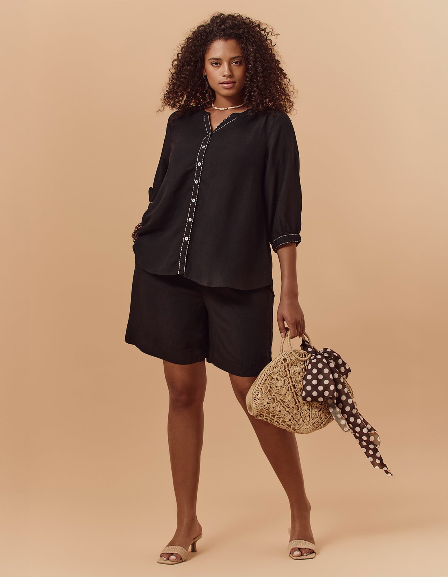 Taking Shape Linen Blend Pull On Short Size 16 in Black - Plus Size Women's Shorts